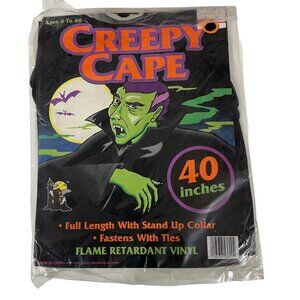 Vintage Creepy Cape For Ages 6 To 60 40-Inch Full Length Stand Up Collar